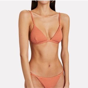 BNWT Jonathan Simkhai Rust Striped Bikini Top ONLY